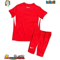 Camisa de Futebol Turkey Equipamento Secundário Infantil Europeu 2024 Manga Curta (+ Calças curtas)